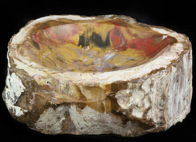 Colorful, Polished Madagascar Petrified Wood Bowl - #48698